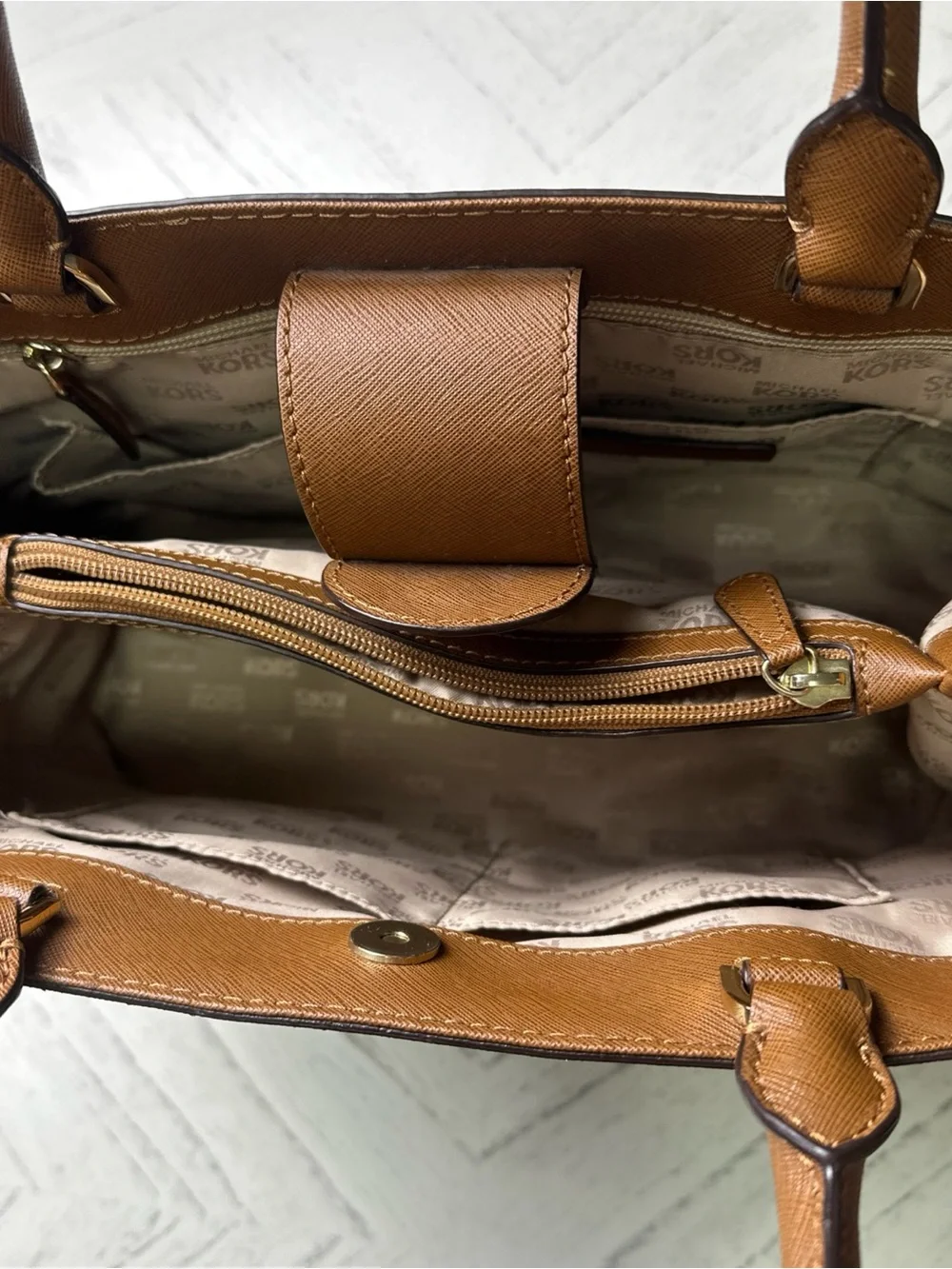 Michael Kors Brown Saffiano Satchel with Matching Wallet